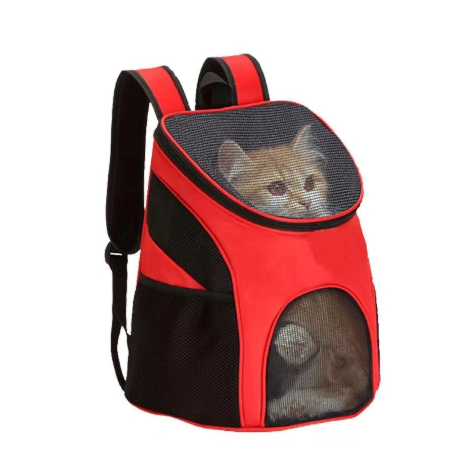 Small Dogs and Cat Backpack Carrier,Pet Backpack Carrier, Ventilated, Safety Strap, Buckle Support Designed for Hiking Travel Camping Outdoor, Red โ image 4