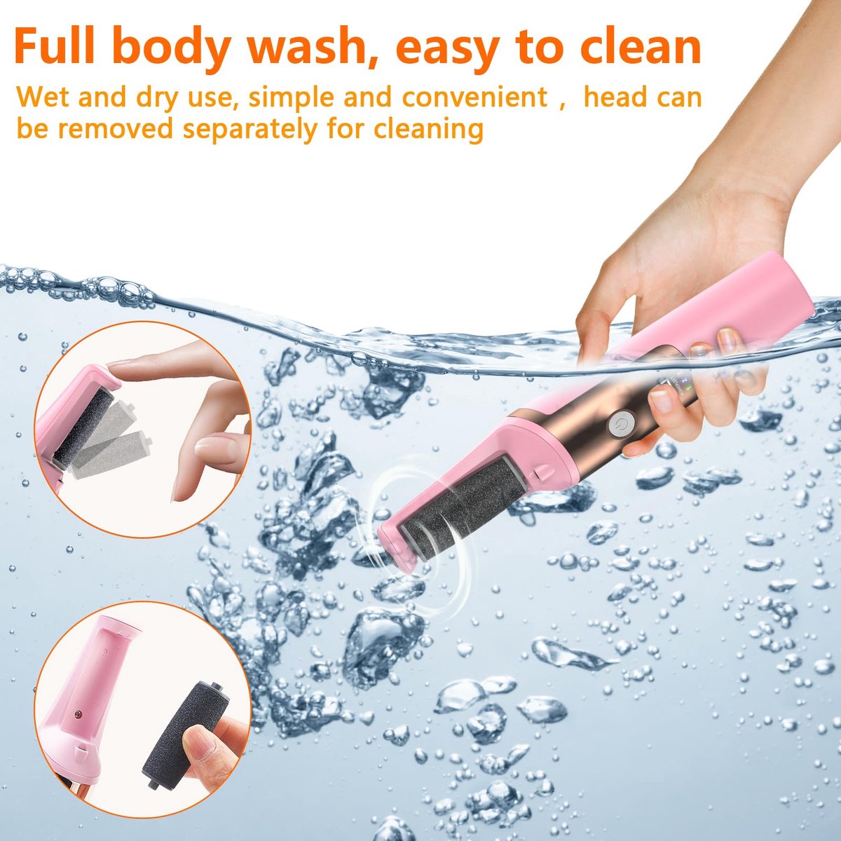 Electric Foot File - Professional Callus Remover - Pack of 10 - 3 Adjustable Speeds - For Dead Skin and Calluses - Pink — image 2