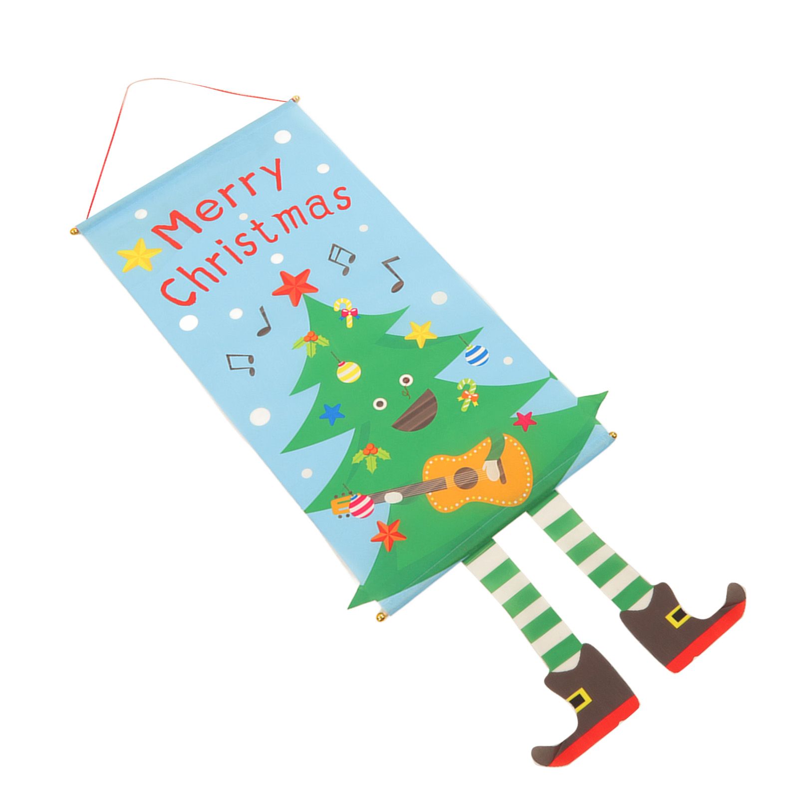 Christmas Flags Ornament Christmas Tree Designed Bamboo and Cloth Christmas Hanging Sign for Door Home — image 4