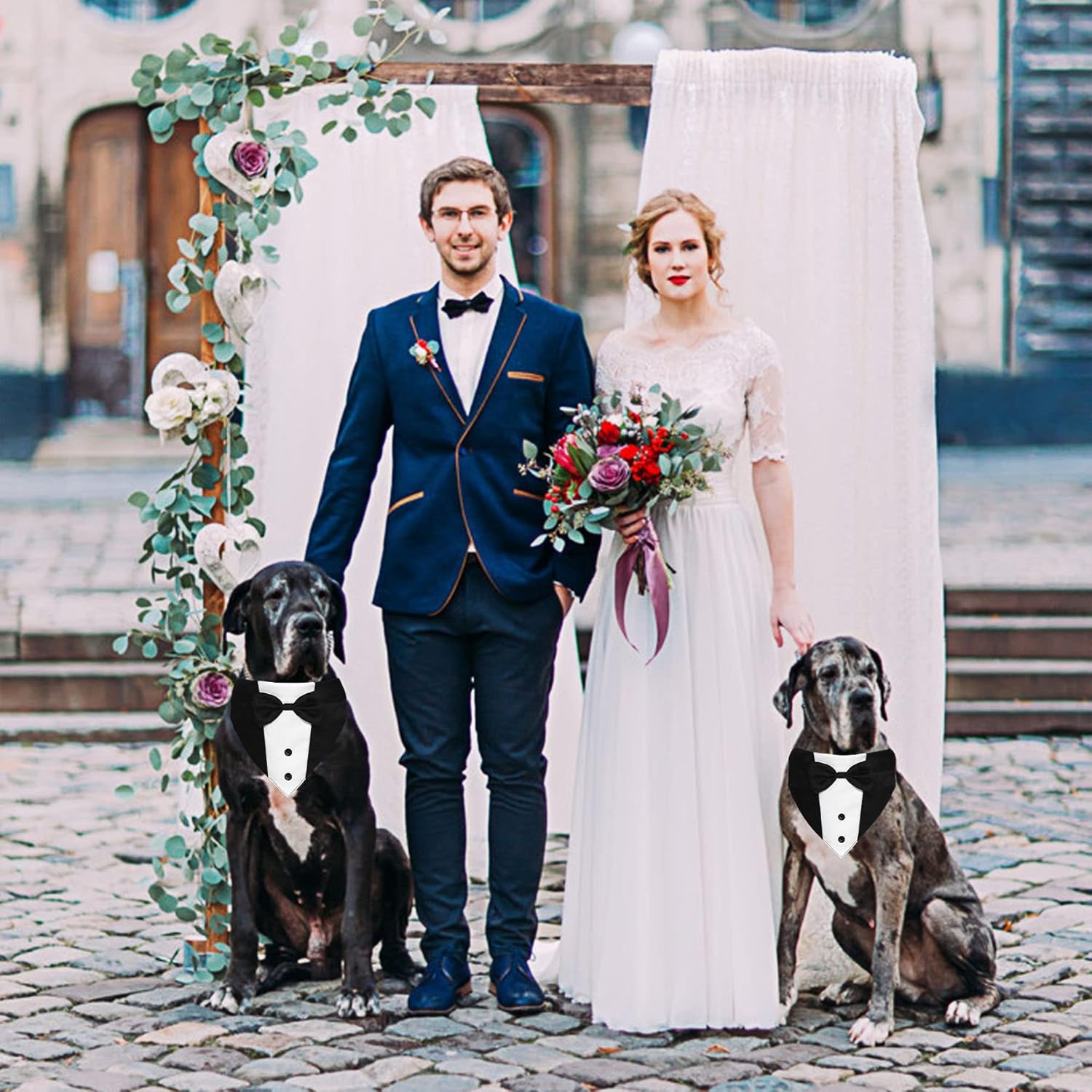Formal Dog Smoking Set Collar Neckband Adjustable 12.5-21 Inch Black Formal Dog Dress for Wedding Engagement Birthday Fits Small Medium Large Dogs and Other — image 5