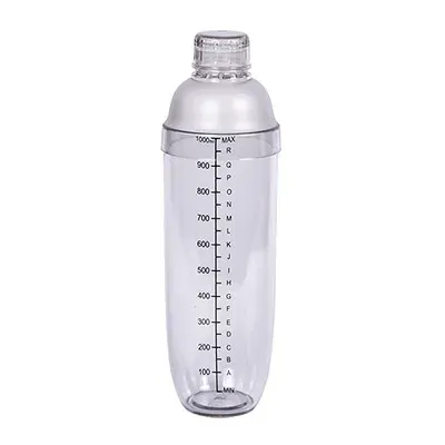 1PC Plastic Cocktail Shaker 1000ml for Home Bar, Drink Mixing Utensil with Transparent and Black Scale