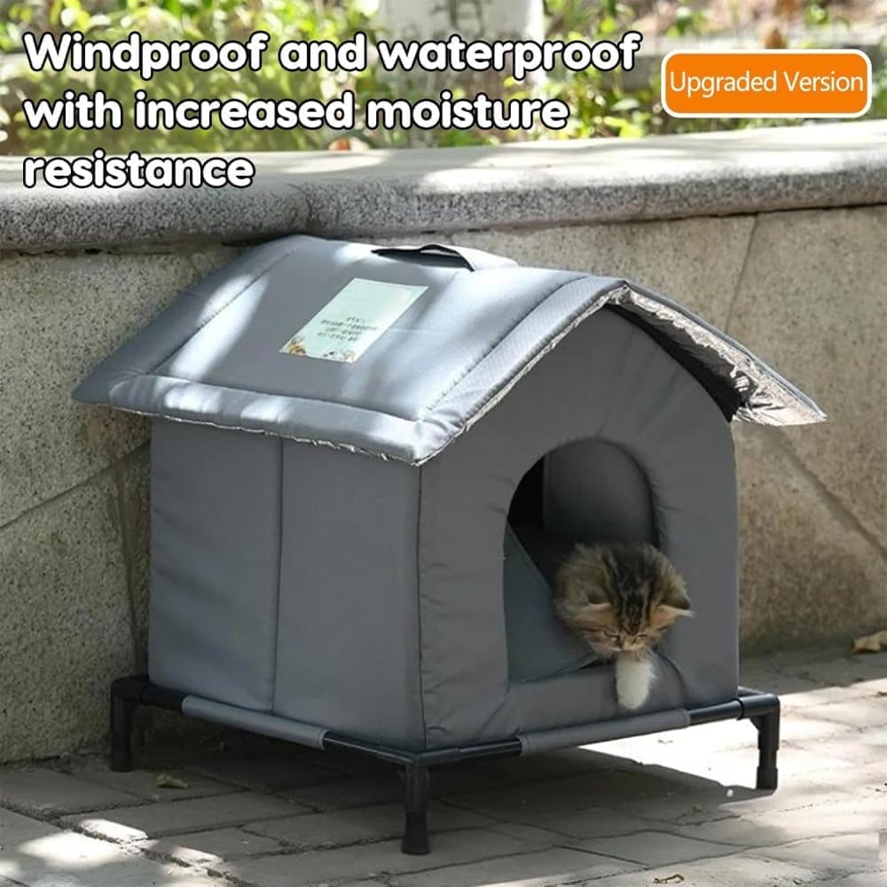 Gray Cat and Dog Bed, Waterproof Insulated Durable Pet House, Compatible with Cats and Dogs, Winter Pet Basket, 33 × 33cm — image 3