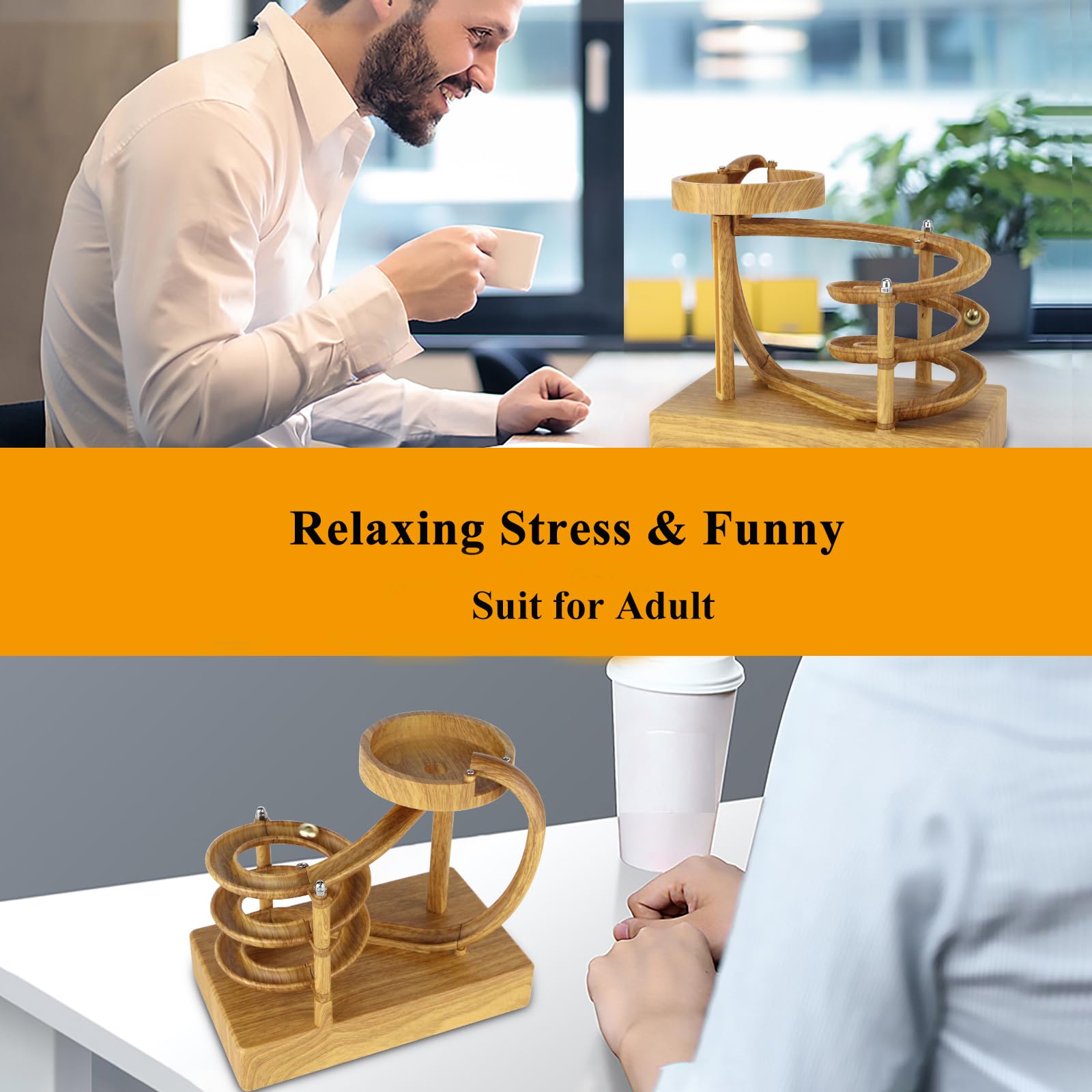 Electromagnetic Perpetual Motion Toy with Built-in Battery – Scientific Desk Decor, Stress Relief & Cat Play Item, Continuous Rolling Ball Art (Wooden) — image 6