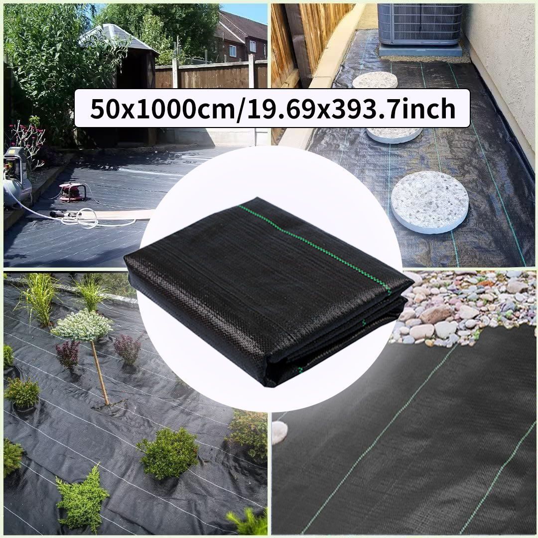 Weed Barrier Ground Cover Garden Mat Heavy-Duty PP Fabric Weed Control - Black - Size 50-1000CM