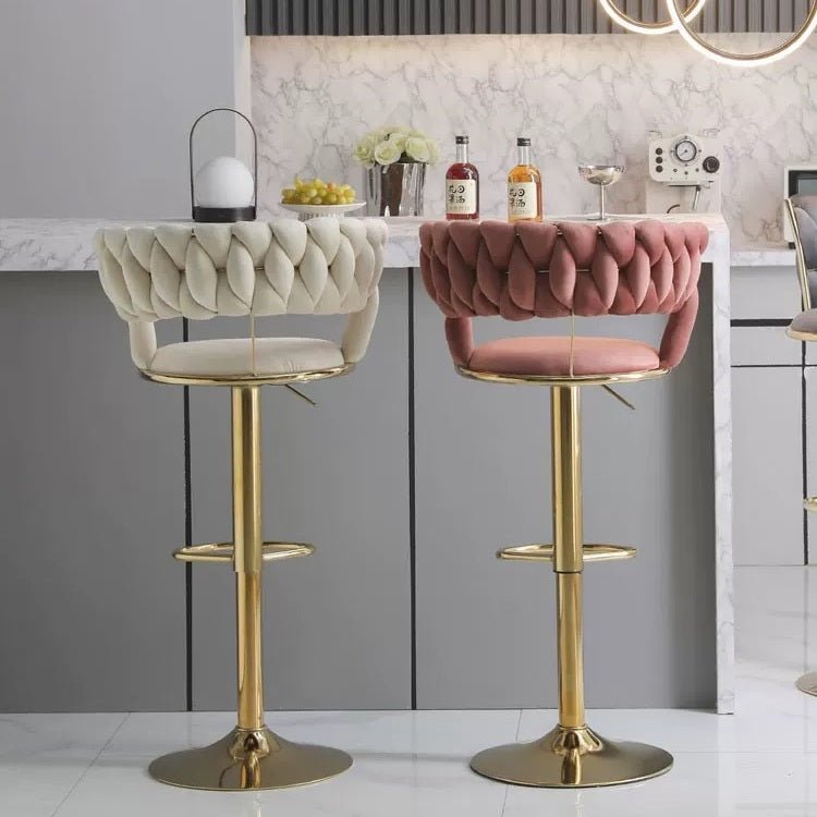 SERENITà Ivory Velvet Seat Kitchen Breakfast Bar Stools Counter Height Barstools with Back Cushioned Chairs for Home Bar x2 — image 2
