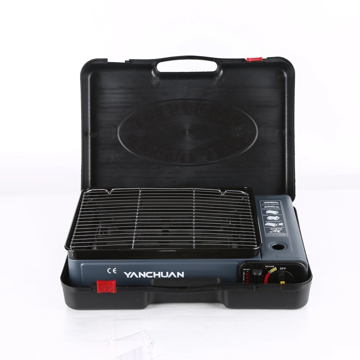 Portable Gas Stove Burner Butane BBQ Camping Gas Cooker With Non Stick Plate Black โ image 3