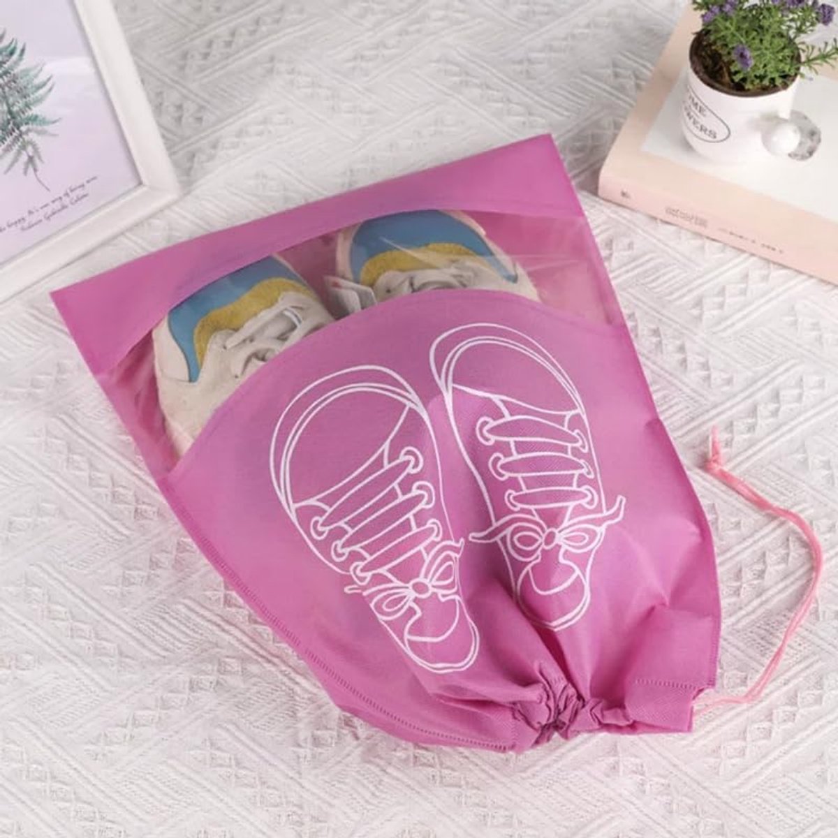 Shoe Bags - Pack of 5 - Shoe Bag - Travel and Storage Bag - Water-Repellent - Travel Organizer - Pink (36*26.5 cm) โ image 5