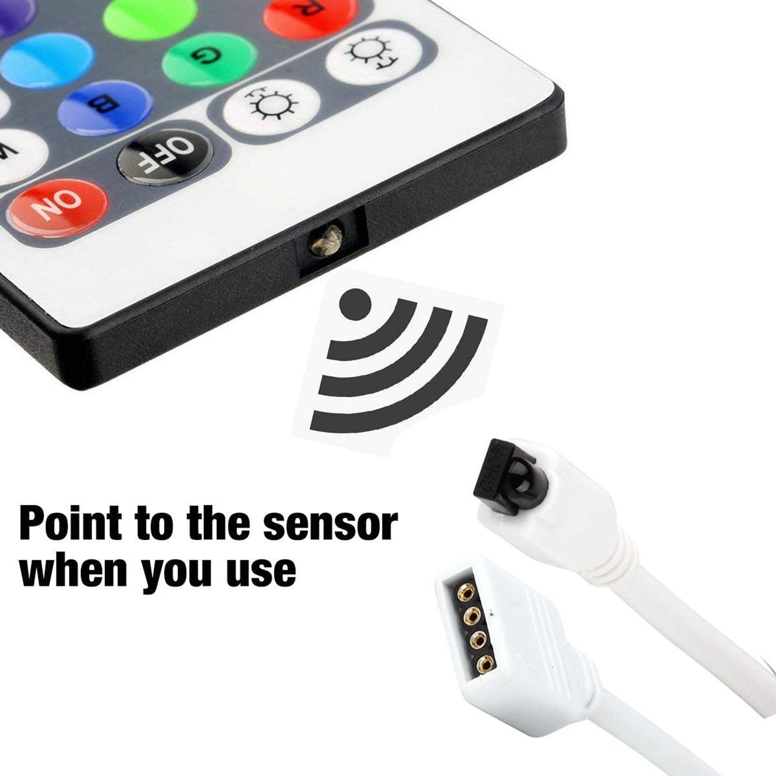 12V LED Strip Light Controller, 44 Key Infrared Remote and Receiver with 16 Colors and 5 Modes for RGB LED Lights — image 4