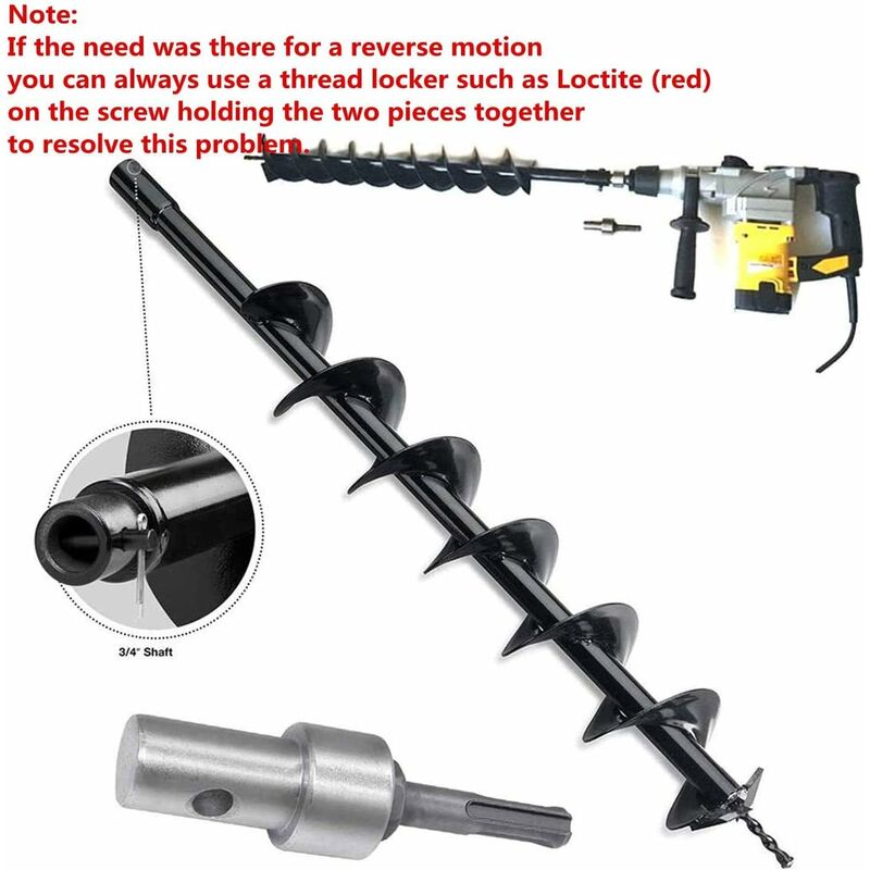 Garden Auger Power Drill Adapter For Corded Drill And Cordless Drill, Sds Plus Thread Keyless Chuck ROund Shank Adapter โ image 4