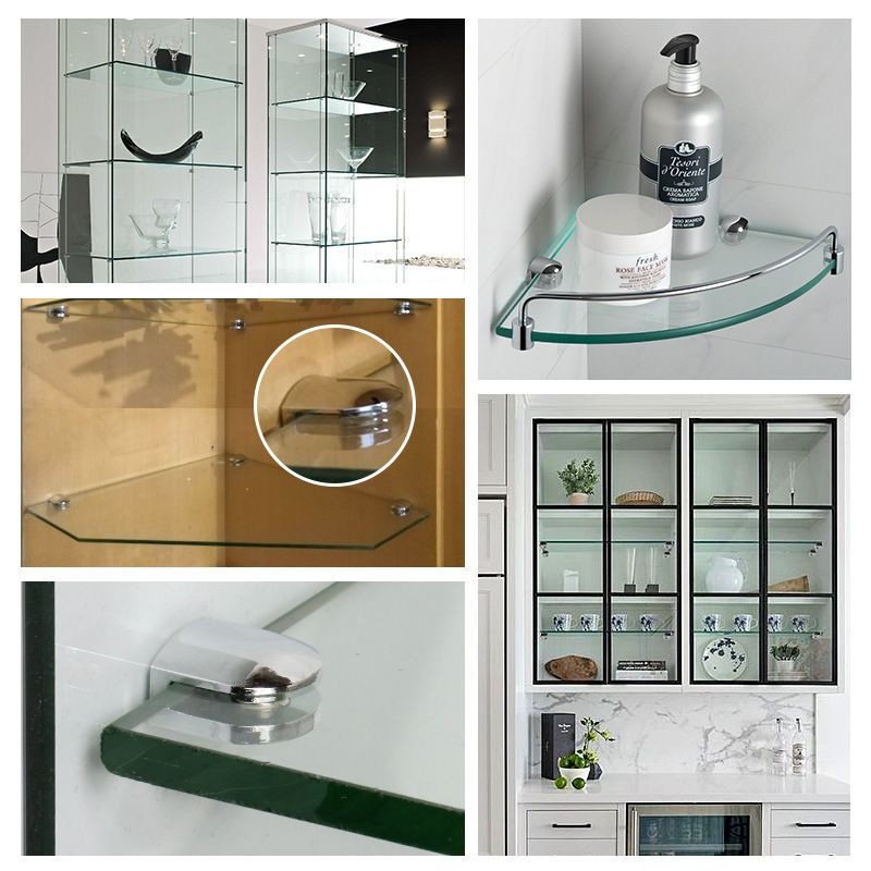 Glass Shelf Brackets, Glass Clamp for 8-10 mm Wood/Glass, Adjustable Shower Brackets Glass Railing Polished Chrome, 4 Pcs — image 5