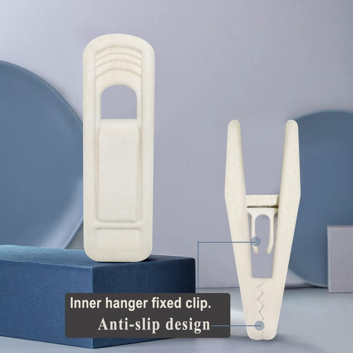 Velvet Hanger Clips for Velvet Hangers - 20 PCS Beige Non-Slip Velvet Clip for Skirt Hanger, Strong Flocking Clips Fit for Ivory Velvet Hangers — image 3
