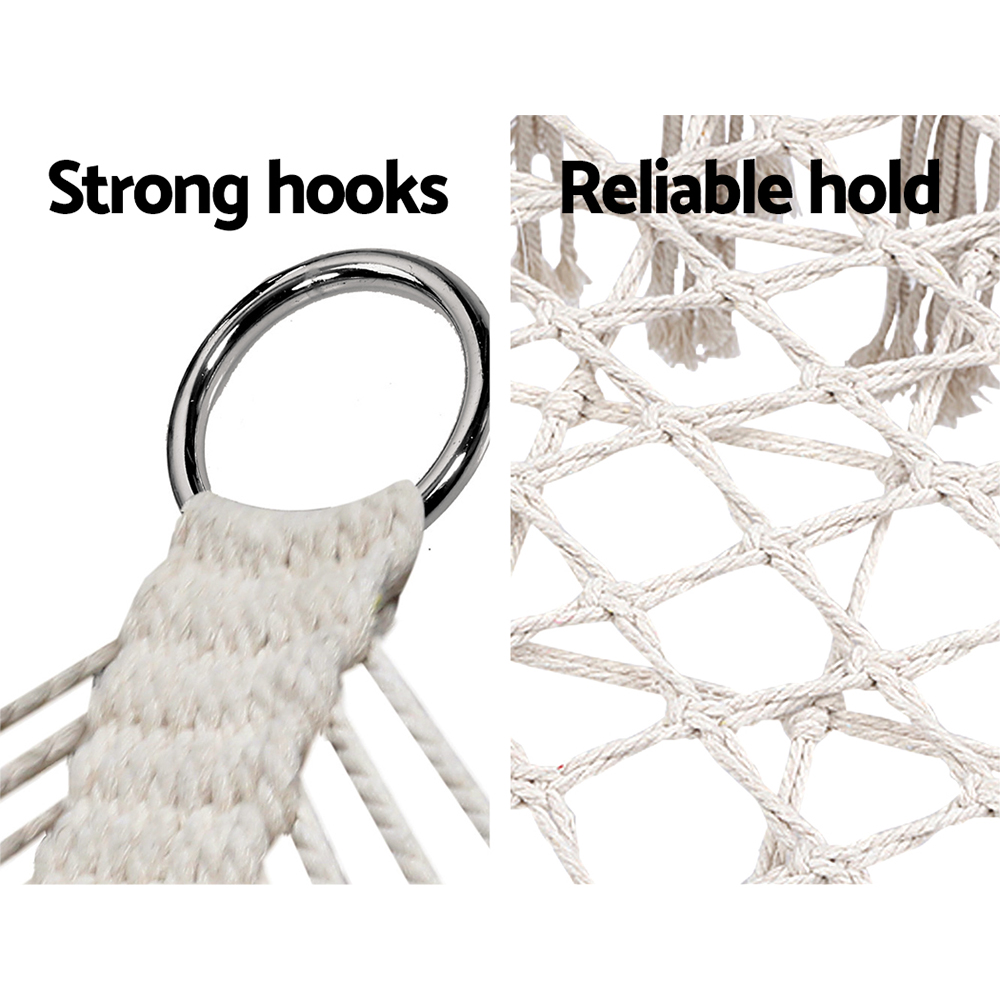 Gardeon Hammock Chair Outdoor Portable Camping Hammocks 2 Person Cream — image 6