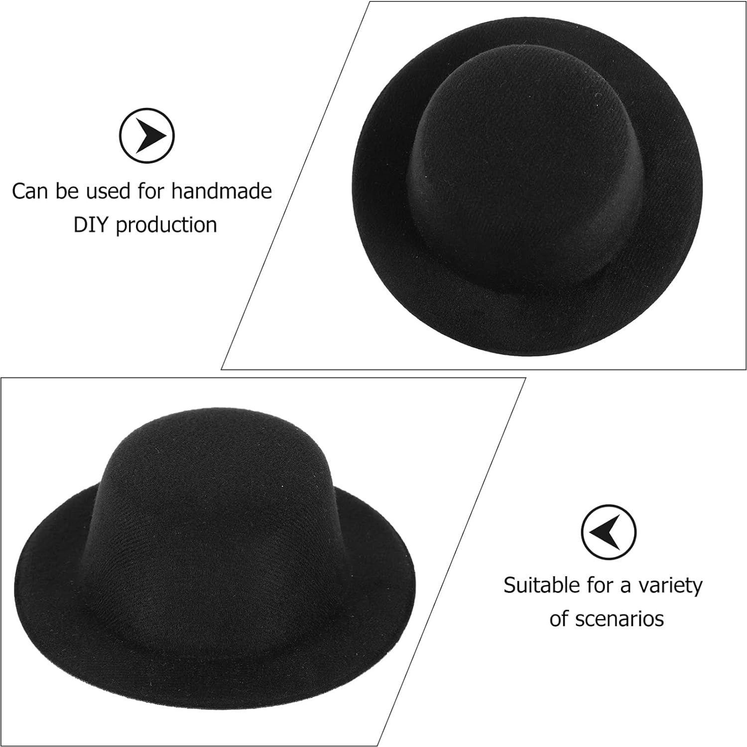 Mini Felt Top Hats DIY Black Felt Top Hats Miniature Formal Hats for DIY Crafts Snowman Ornaments,4pcs(Black) โ image 2