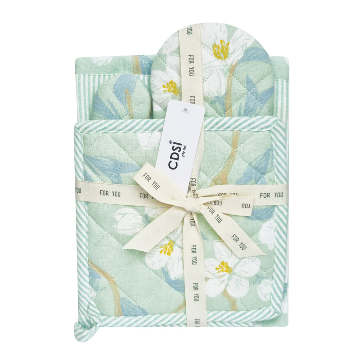 Set of 3 Renee Cotton Cover Kitchen Textile Mint Green โ image 2