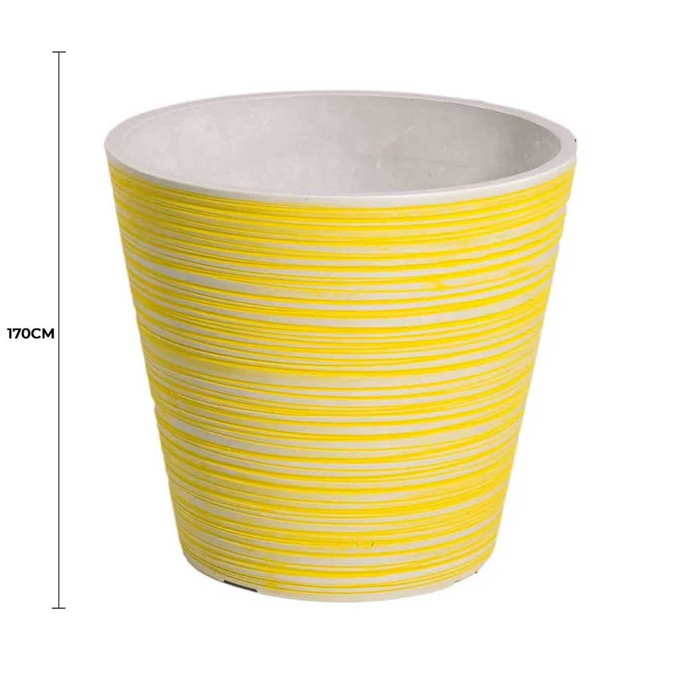 Yellow and White Engraved Pot 17cm โ image 2