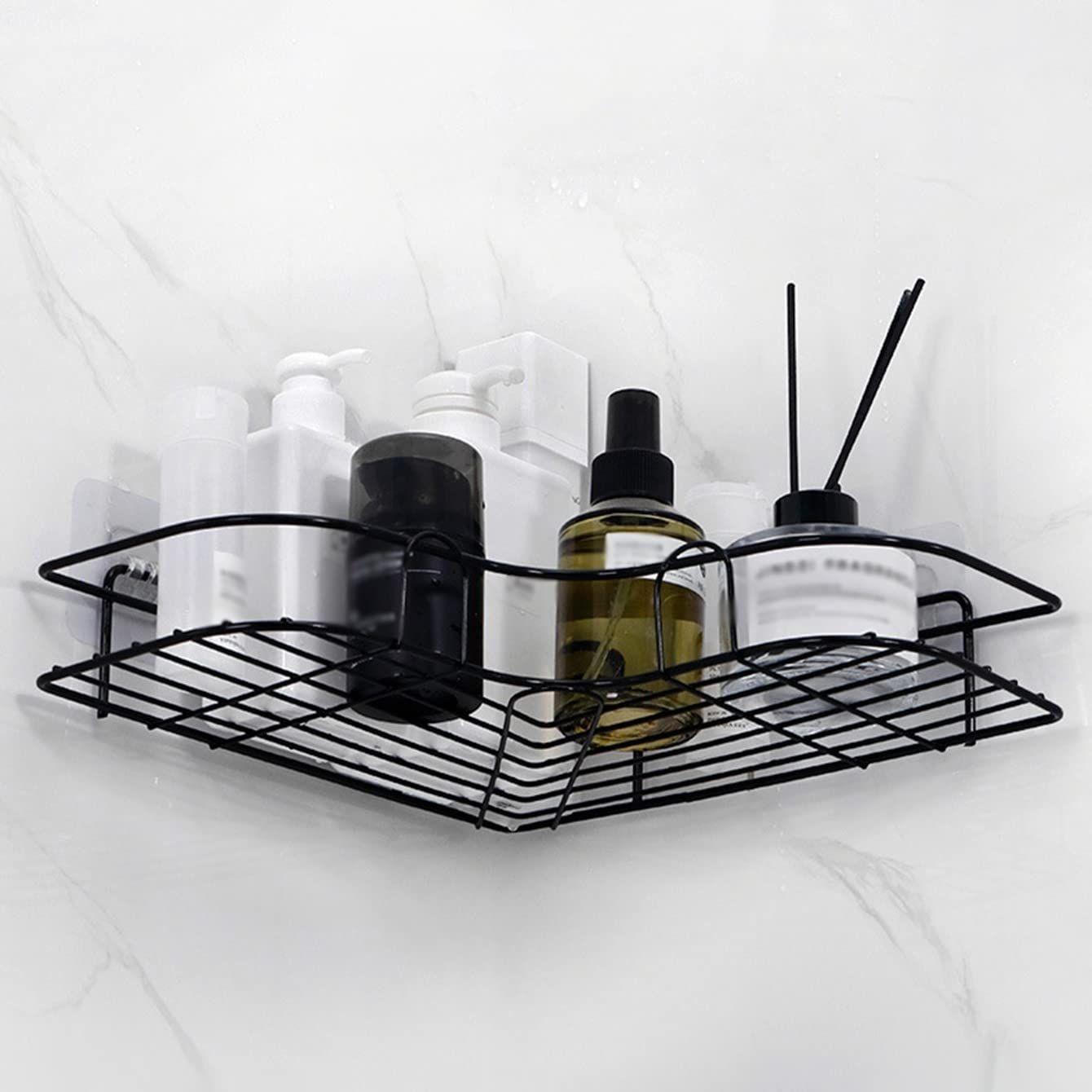 2 pc Bathroom Shelf, Shower Caddy Rack, Bathroom Kitchen No Punching Triangle Storage Rack Wall mounted corner β image 2