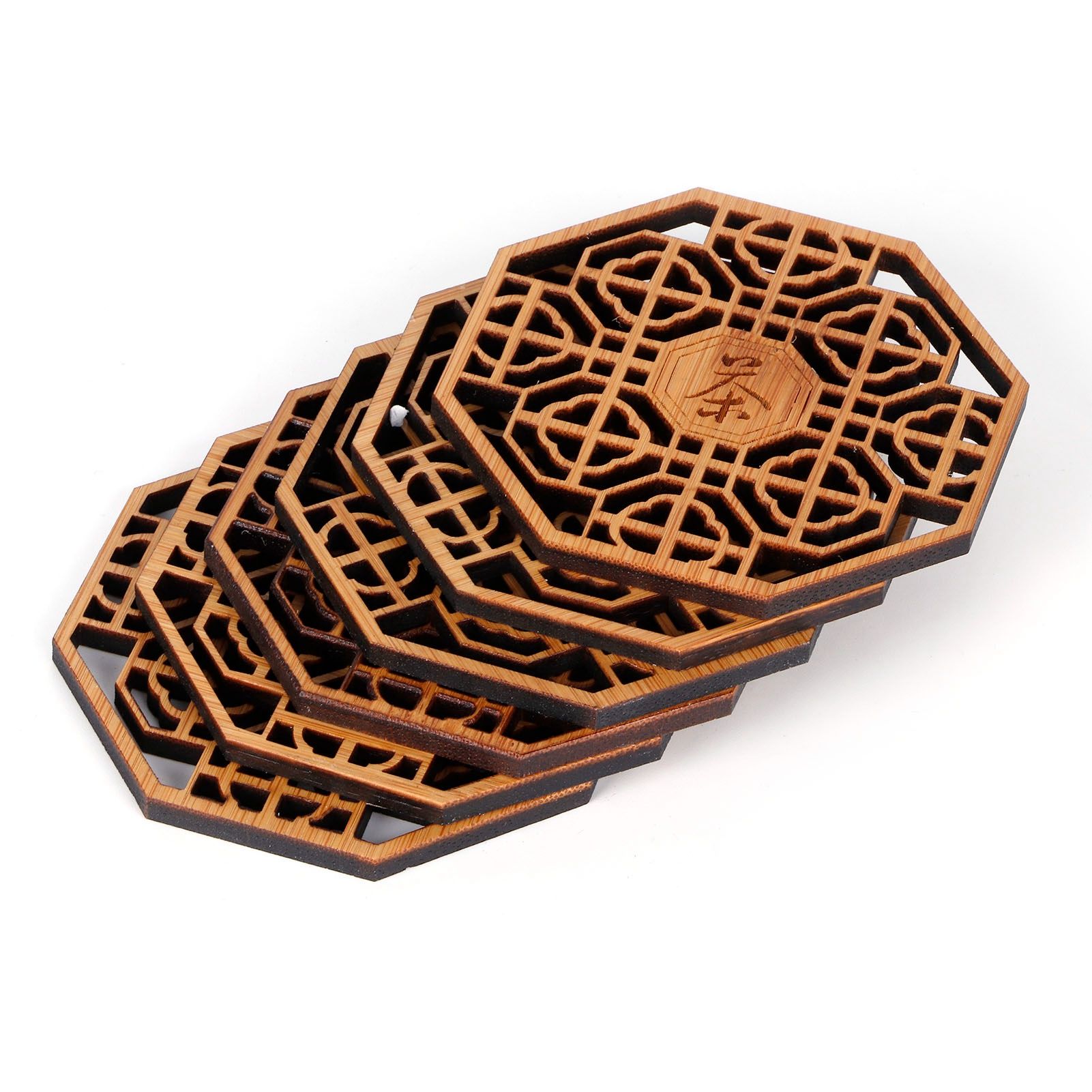 6PCS Bamboo Coaster Teacup Mat AntiScald Heat Insulation Pad Tea Ceremony Supplies(Type 1 ) — image 3