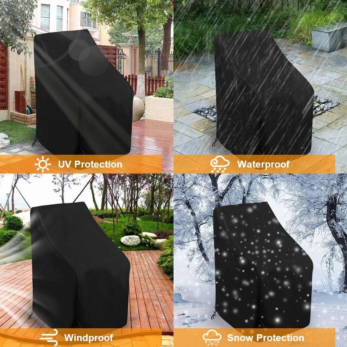 Garden Chair Cover - Waterproof Protective Cover for Garden Furniture - Protective Cover for Garden Chairs - Cover Suitable for Stackable Chairs โ image 3