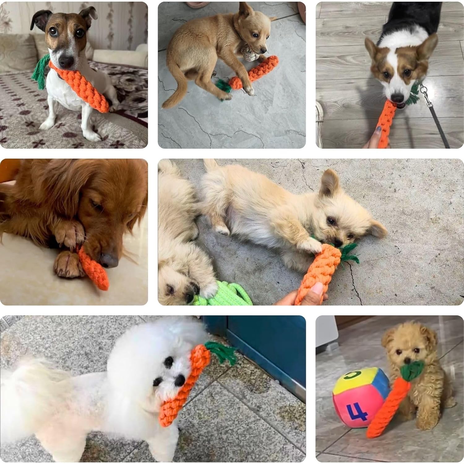 12 PCS Carrot Dog Rope Toys for Dogs, Durable Chew Toys for Aggressive Chewers, Entertainment & Interaction, Teeth Cleaning and Chewing, All-Cotton โ image 5