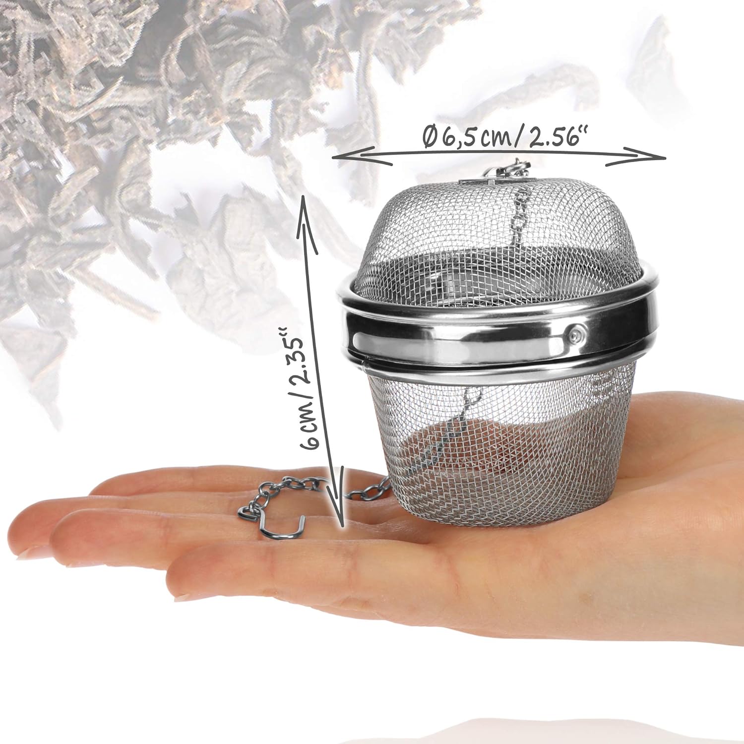 2 Pack Stainless Steel Tea Strainers with Chain 6.5cm Fine Mesh for Loose Tea Herbs Spices — image 5
