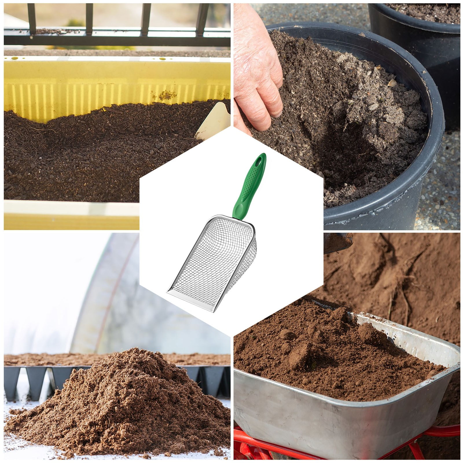 Beach Mesh Shovel for Shell Collecting, Kids Filter Sand Scooper for Picking Up Shells, Shark Tooth Sifter Dipper for Boys and Girls Green โ image 3