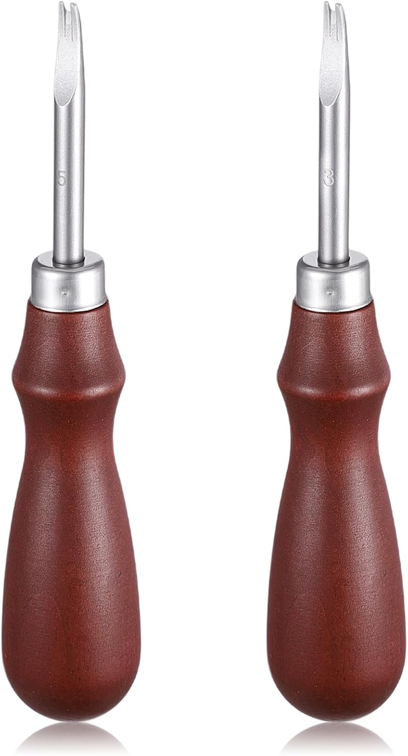 Leather Edge Skiving Beveler, 2 Pcs Leather Working Tools Burnishing Tool Edge Cutting Trimmer Tool for DIY Leathercraft Working 2 Sizes (1.0 mm, 1.5 mm) (3# +