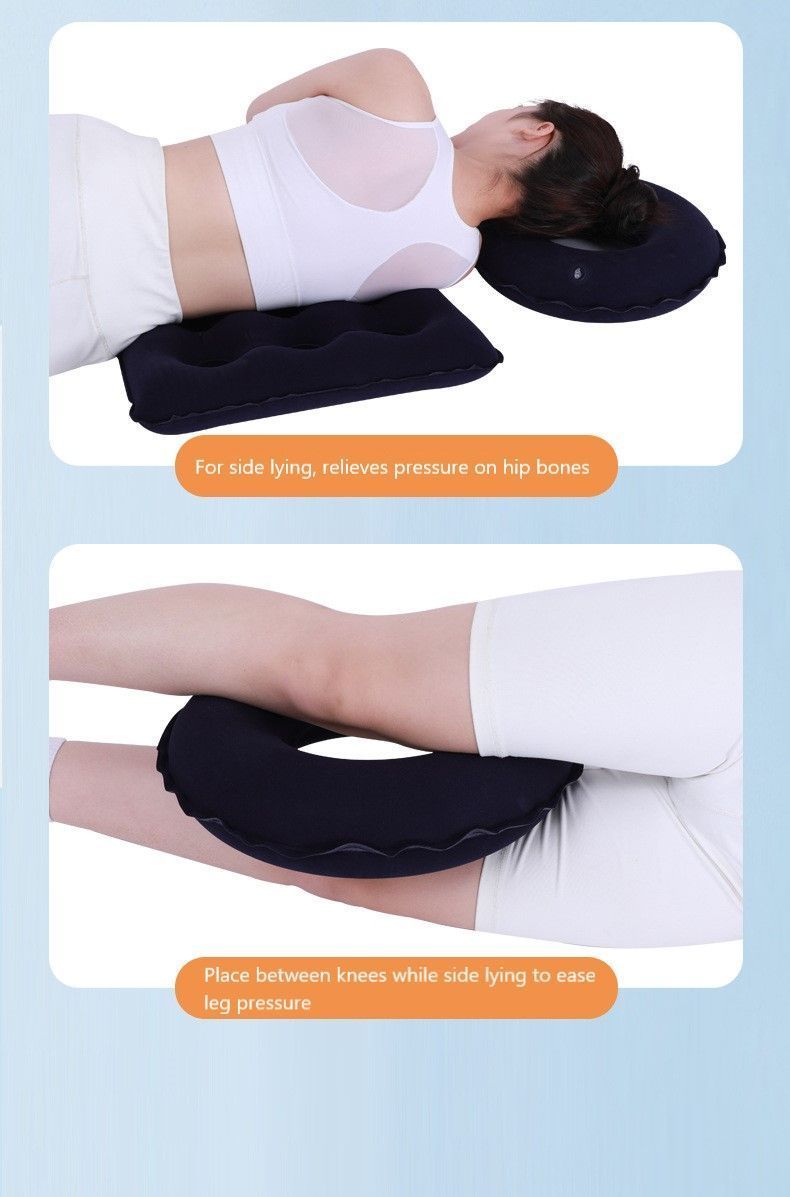 Inflatable Anti-Bedsore Seat Cushion, PVC 16 Hole Square Pressure Relief Pad For Buttock & Coccyx, Beige, Comfort For Long Sitting — image 6