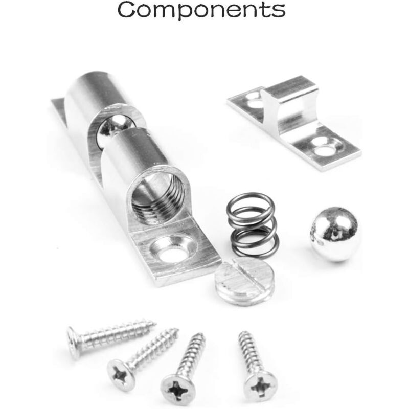 Door Catches 4 Pieces, Metal Ball ROller, Stainless Steel Cabinet Door Catch-Silver — image 3