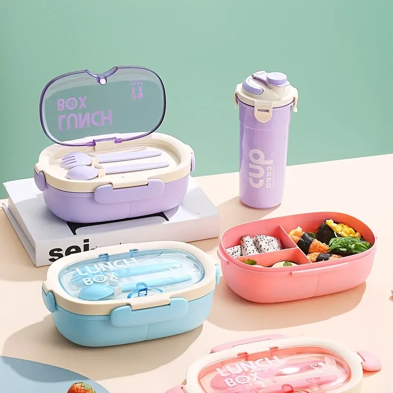 Nordic Style Microwave Bento Box Set | Multi-Compartment Prevents Flavor Mixing, Built-In Utensils & Phone Stand for Watching Shows, Top Choice for Office โ image 3