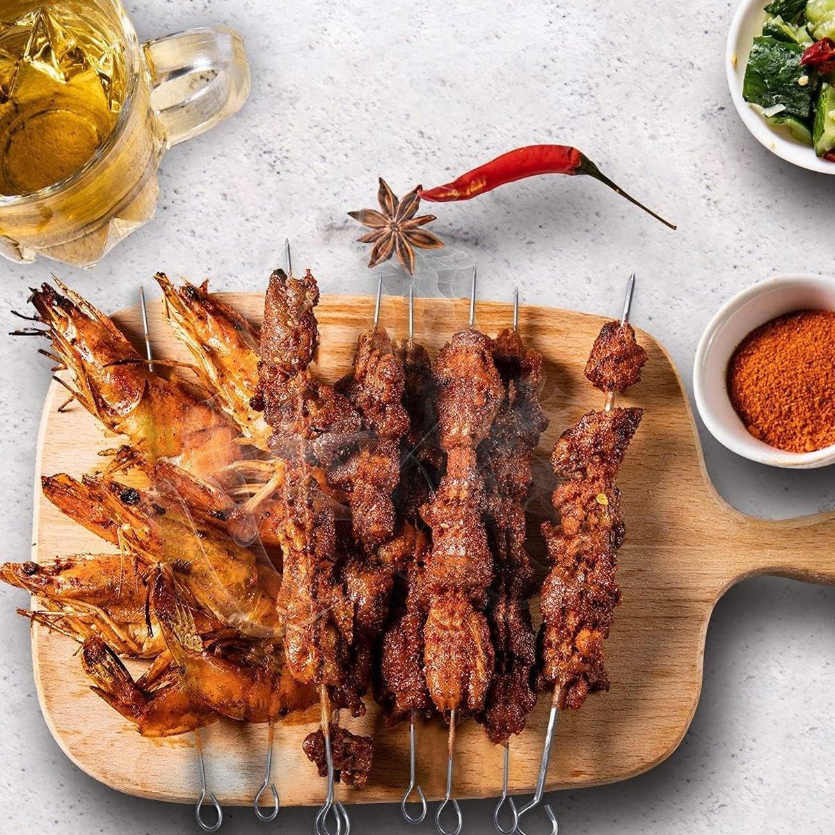 12PC Metal BBQ Skewers Reusable 20cm Grill Sticks Kebab Grilling Tools — image 5
