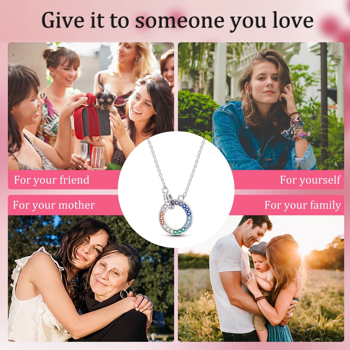 925 Sterling Silver Necklace for Women, Pendant with Lollipop, Heart, Moon, Geometric, Simple, Fine Jewelry Gift — image 5