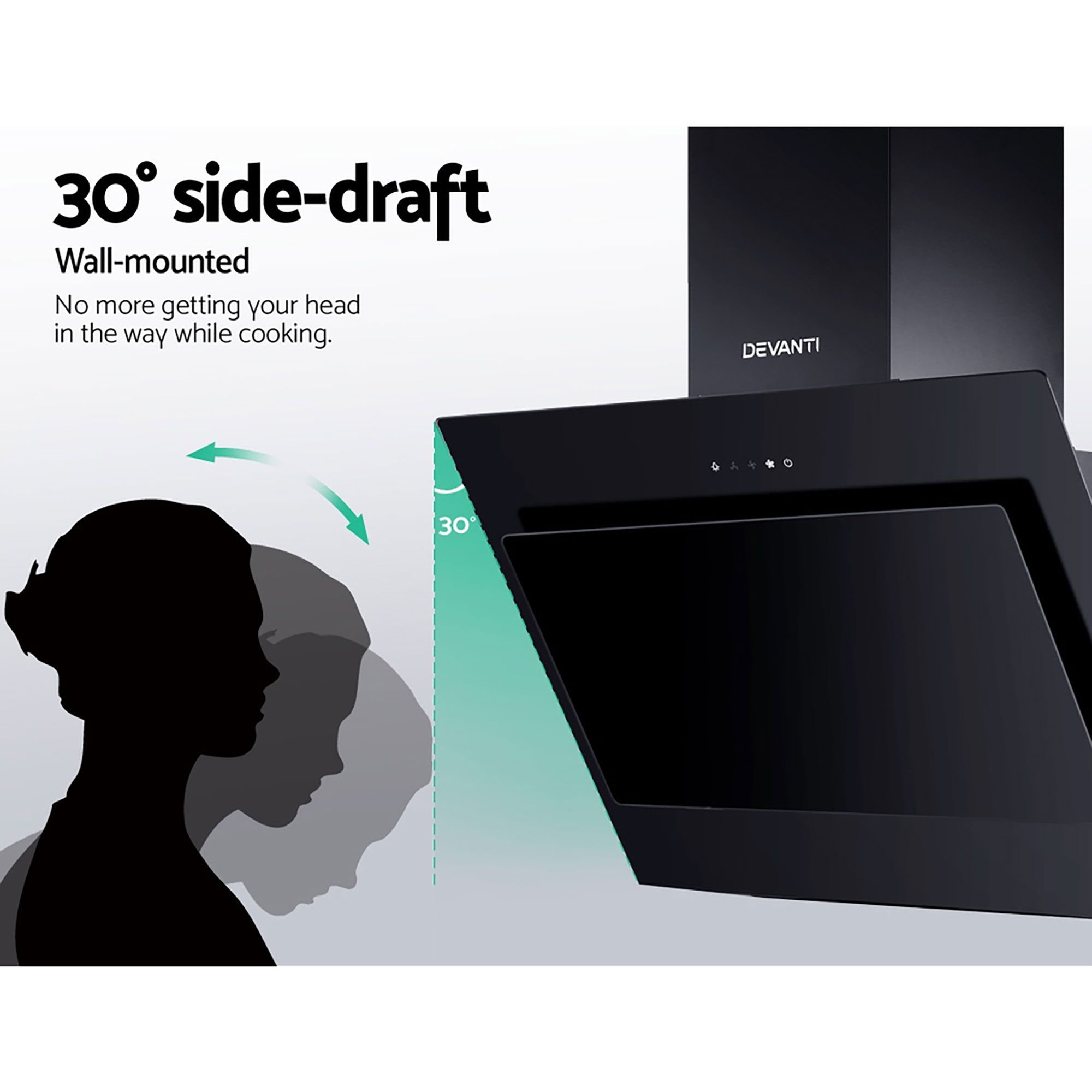 Devanti 900mm Range Hood 90cm Rangehood Glass Black โ image 6