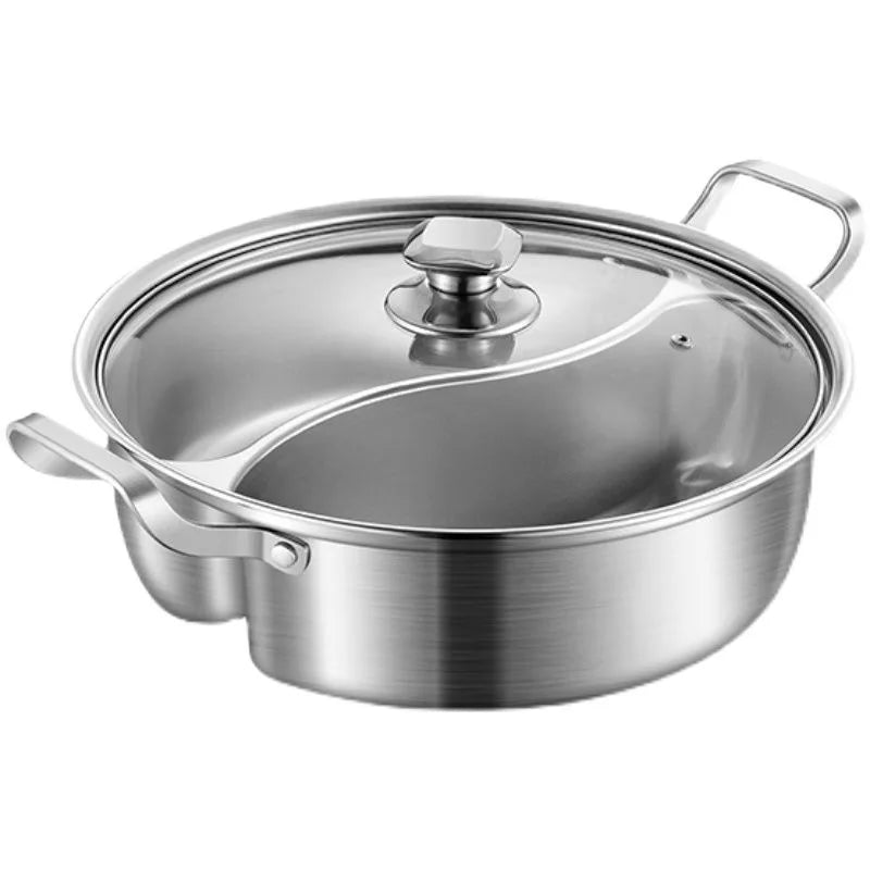32cm 316 Stainless Steel Twin Divided Hot Pot Silver β image 4