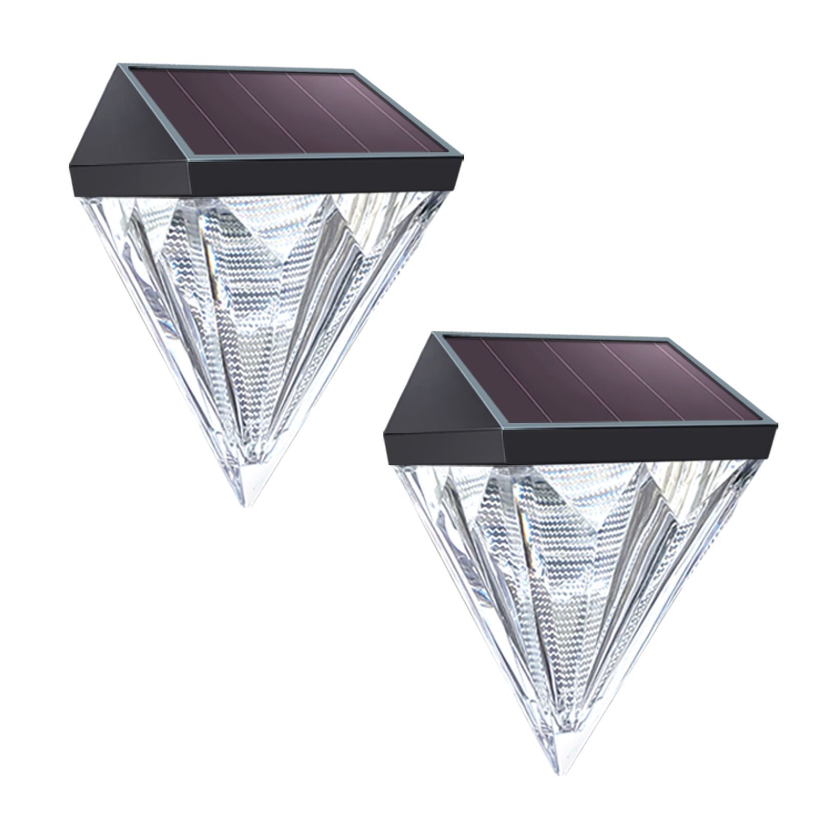 Solar Fence Lights Diamond, 6 Pack Deck Lights Outdoor Waterproof Step Lights Solar Powered for Garden Yard Patio Stair,Wall Mount — image 3