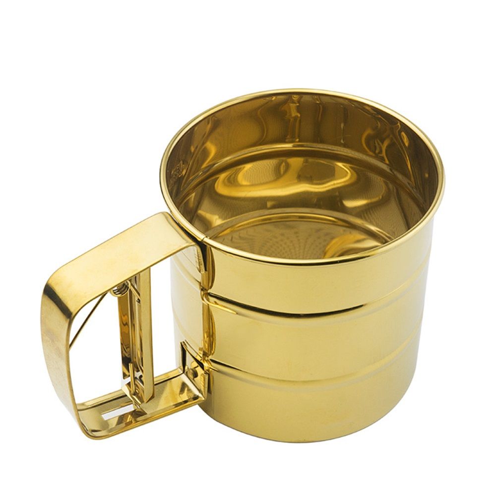 Stainless Steel Fine Mesh Sieve Flour Sifter Flour Cup Sifte A unique gifts for baking enthusiasts (Golden) — image 3