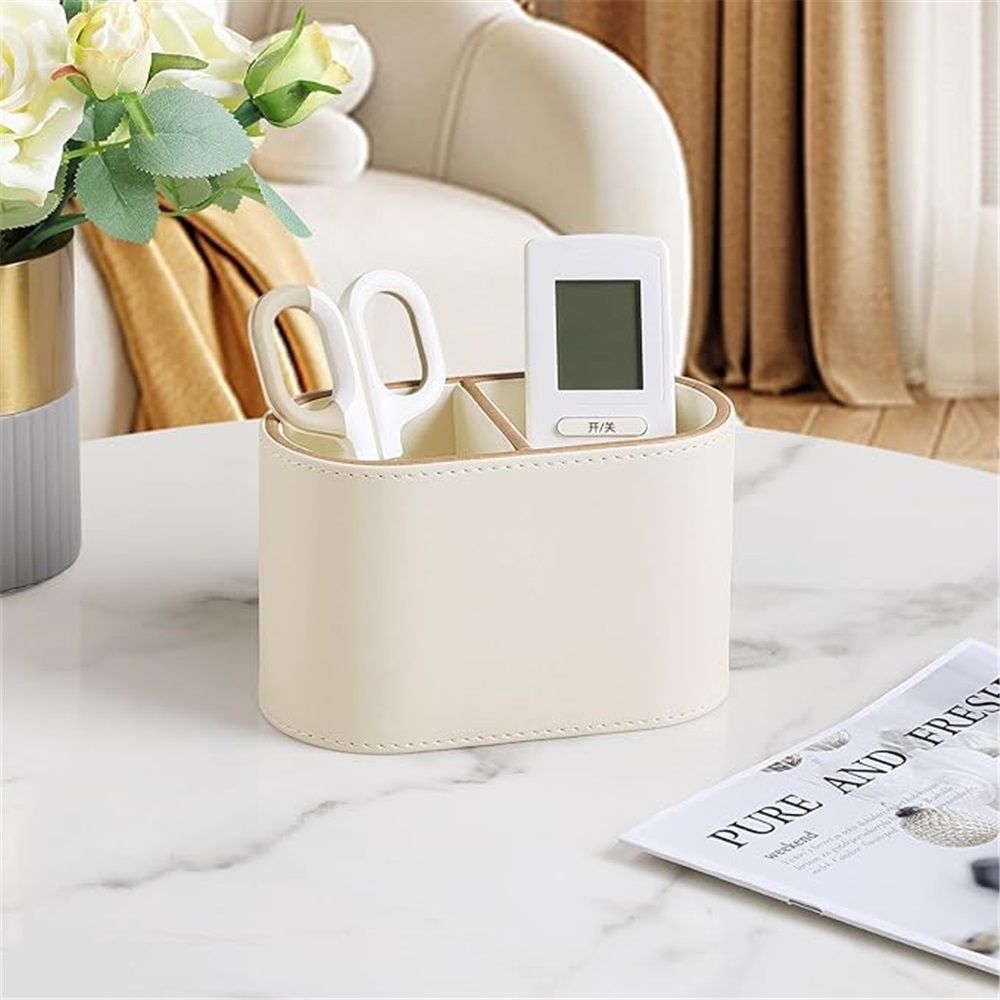 PU Leather Pen Holder for Desk, Small Remote Control Holder Pencil Cup Multifunctional Desktop Organizer Caddy for Home School Office Desk Accessories - 2 — image 2
