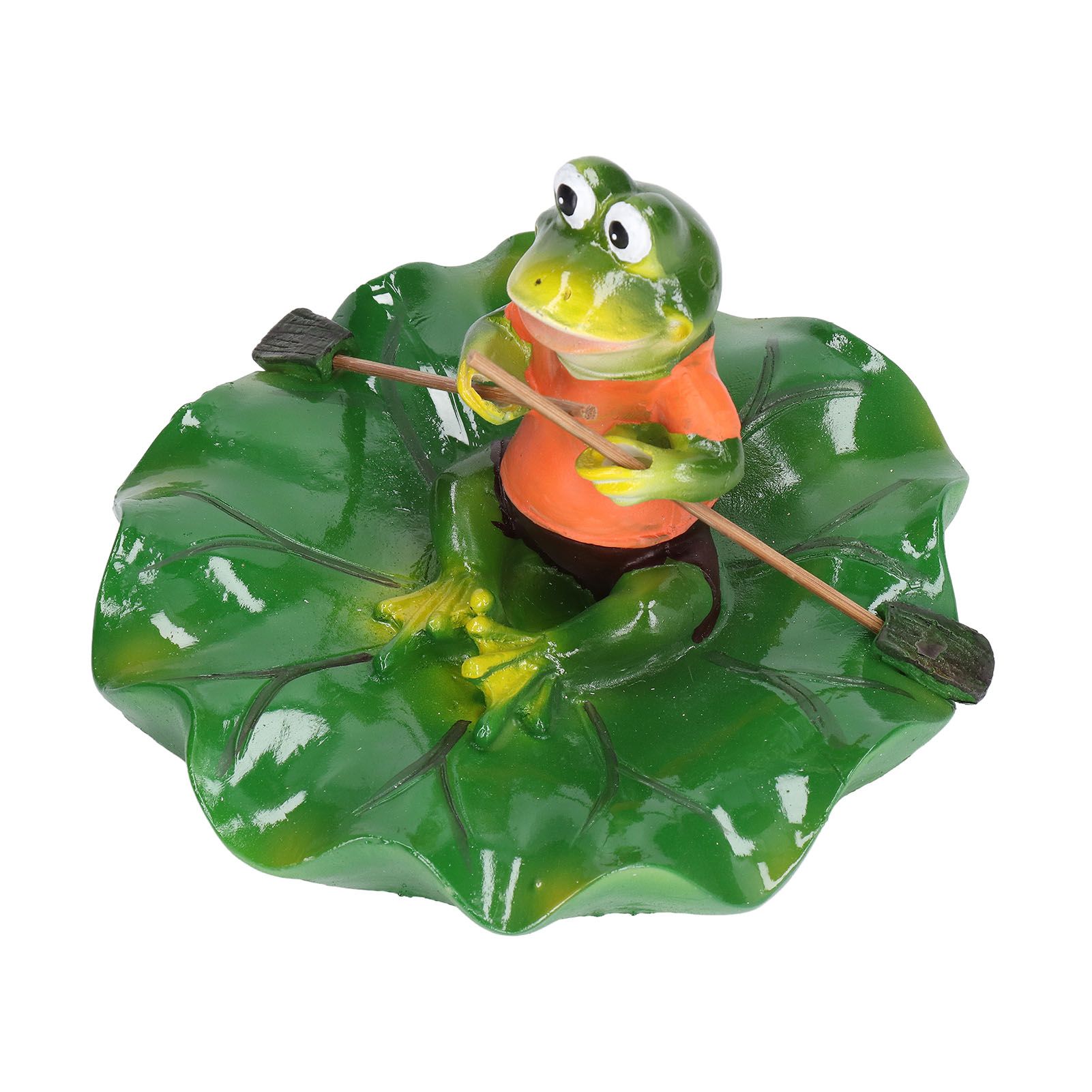 Simulation Resin Floating Lotus Leaf Frogs Ornament Fish Pond Fountain Landscape Decor — image 4