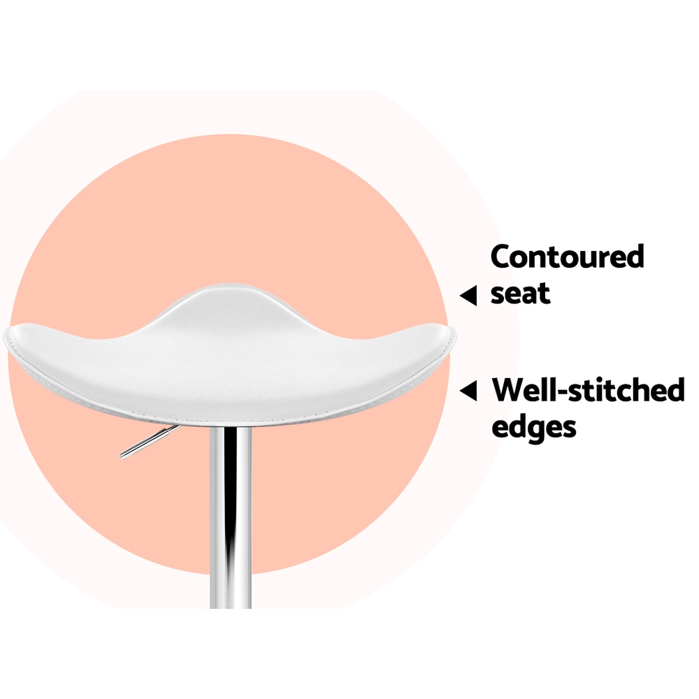 Artiss 2x Bar Stools Leather Gas Lift Chair White โ image 4