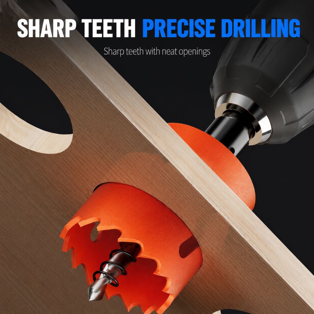 16mm Bi-Metal M42 High Speed Steel Hole Saw | with Pilot Drill Bit, Smooth Cutting Edge for PVC, Drywall, Wood, Plastic, Gypsum Board, Rubber, Thin Metal — image 4