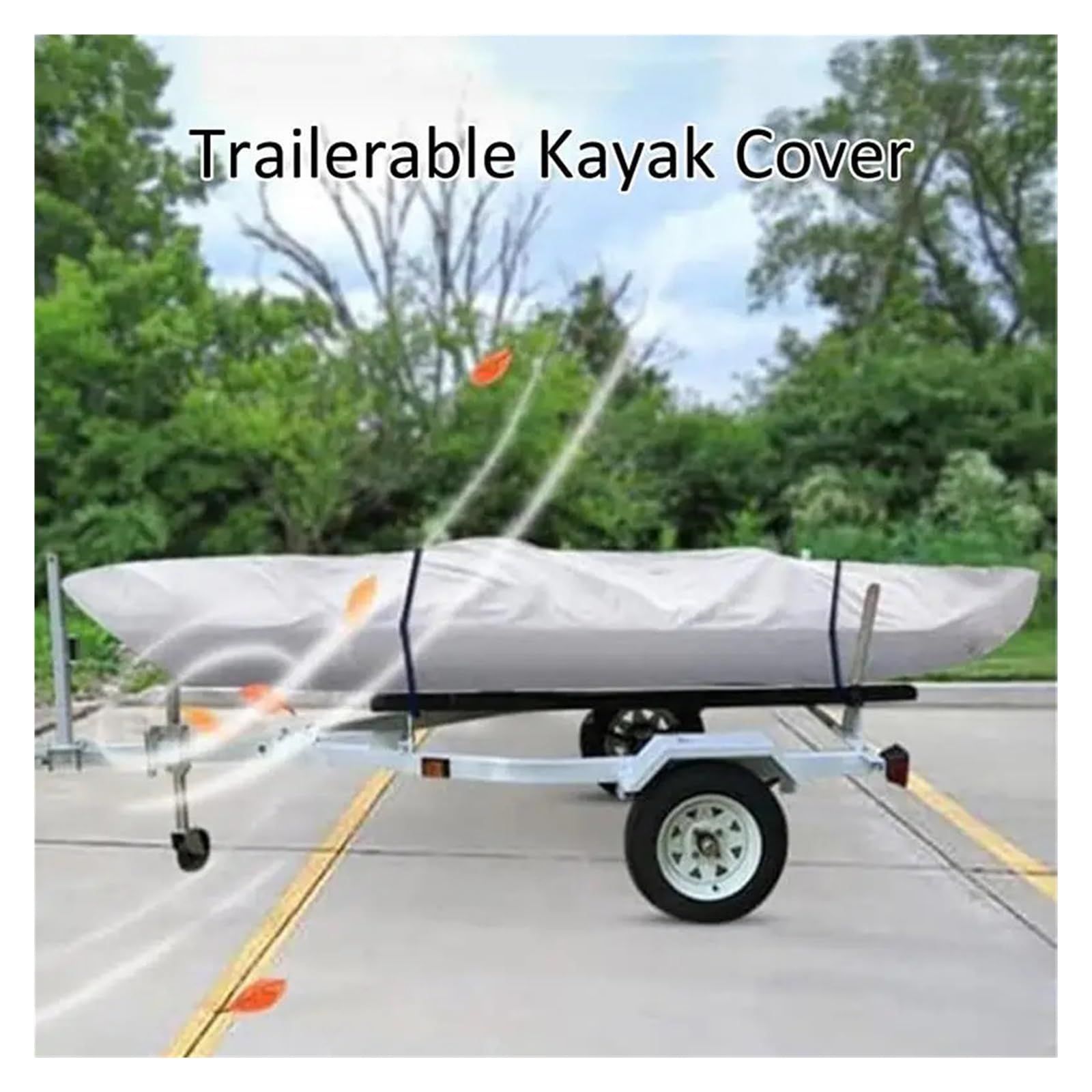 UPF 50+ Kayak Cover, Dustproof Canoe Cover for Outdoor Storage, 420D Waterproof Kayak Cover for Fishing Boat, Gray (Silver, 10ft) — image 4