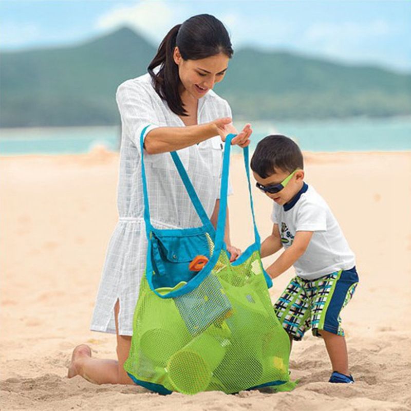 Mesh Beach Bag Extra Large Beach Bags and Totes Tote Backpack Toys Towels Sand Away For Holding Beach Toys Children — image 2