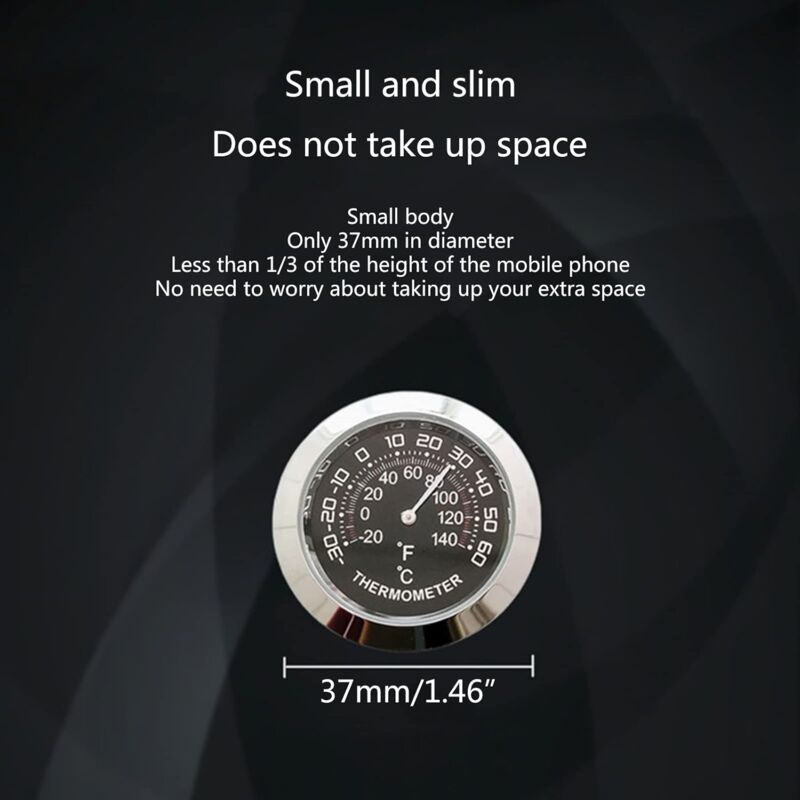 Auto Car Vehicle Thermometer/Hygrometer Clock Mini Small Classic DAshboard Thermometer Car Cool Decoration Metal Alloy — image 2