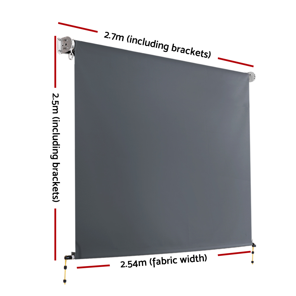 Instahut 2.7X2.5M Outdoor Blinds Awning Roll Down Canopy Retractable Outdoor Blinds Window Shade Grey — image 2
