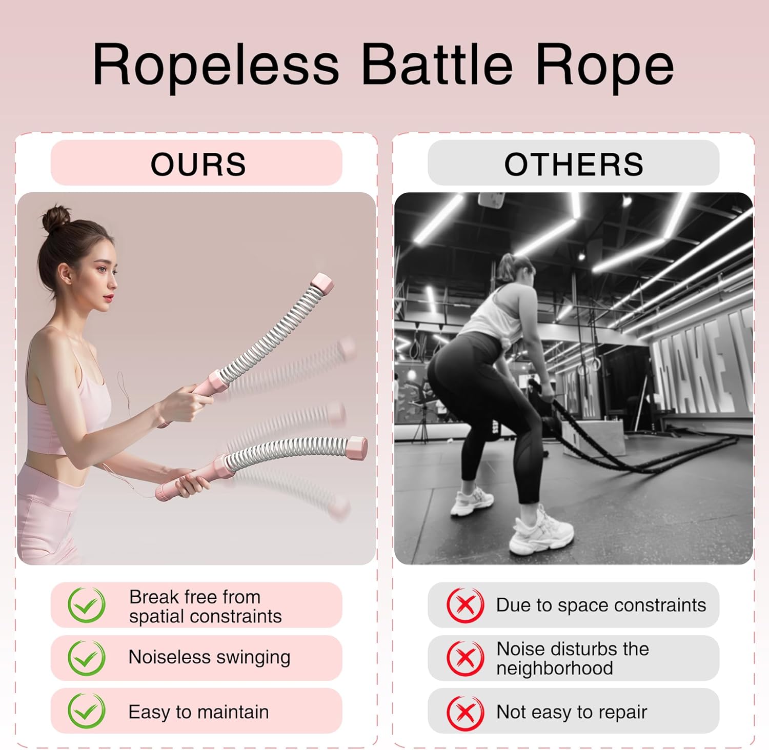 2PCS Weighted Ropeless Battle Ropes, 3.5 lbs in total, Heavy Duty Workout Rope for Home Gym with Training Poster, Portable Workout Rope for Strength Training — image 6