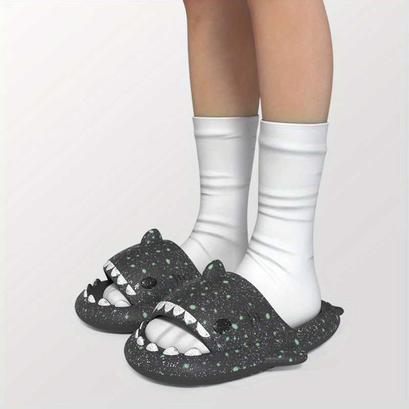 Ladies Shark Slippers Glowing Glitter Slippers Quick-Dry Slippers Non-Slip EVA - Blue - Size 40 — image 4
