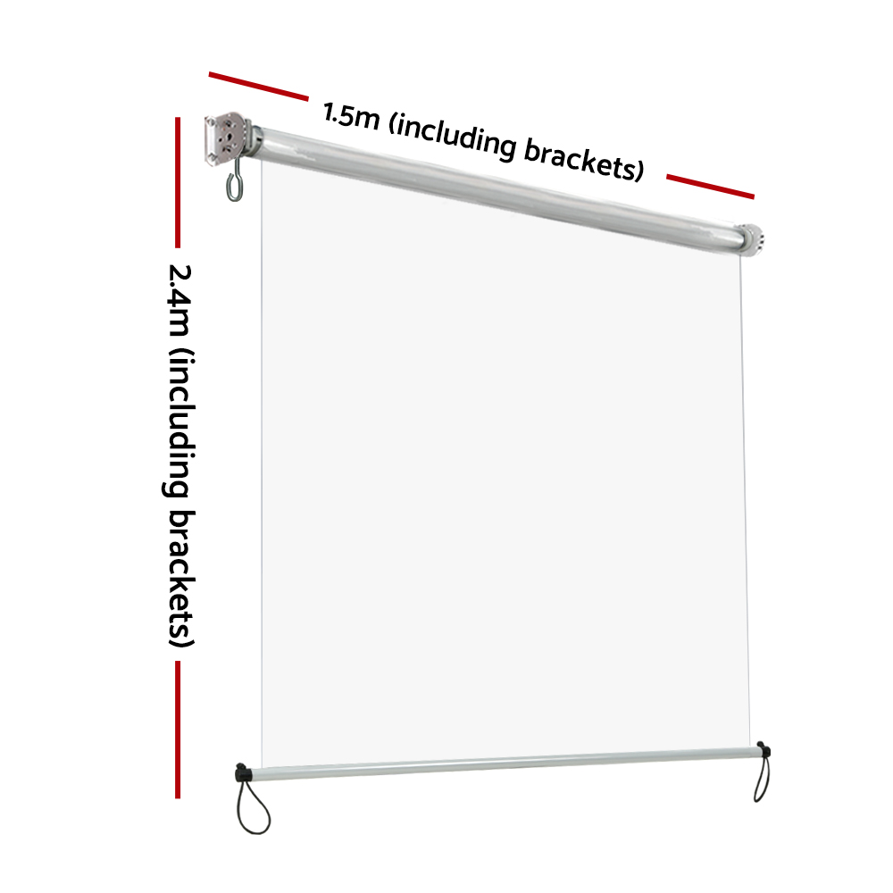 Instahut 1.5X2.4M Outdoor Blinds Clear Roll Down Awning Retractable Outdoor Blinds Water Wind Proof Transparent โ image 2