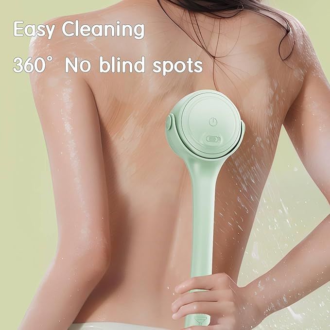 Electric Shower Body Scrubber Brush with 4 Heads, IPX5 Waterproof Rechargeable Back Cleaner for Exfoliating & Massage, 2-Speed Rotating Bath Brush for — image 4