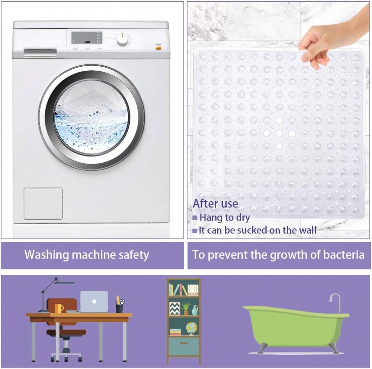 Non-Slip Shower Mat / Bath Mat Transparent With Suction Cups - 53 x 53 Cm - Non-Slip Shower Mat - Bathroom Mat - Anti-Slip Shower Cabin Mat - Mat for the Bath — image 5