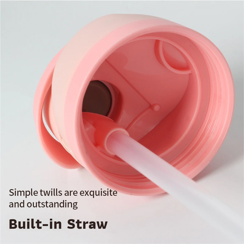 24oz White Large Thermal Water Bottle with Dual-Sipping Lid & Built-in Straw - Leak-Proof 304 Stainless Steel Outdoor Sports Flask — image 3