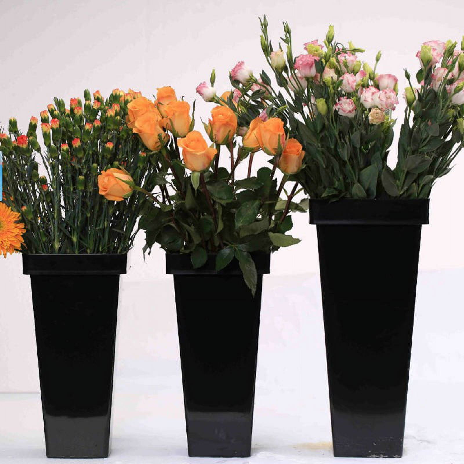 Plastic Flower Vase, Tall Flower Pot Pack of 1, Patio Deck Indoor Outdoor Garden Tree Planters 13.4 Inch (White) 4pcs-Black โ image 5